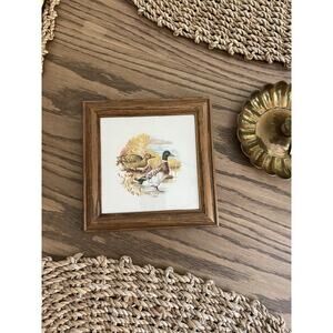 Vintage Midcentury Framed Tile Duck Tile Water Foul Framed Trivet